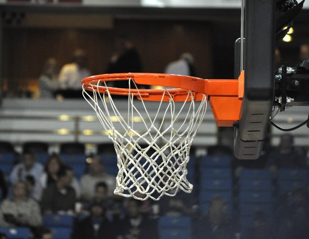 Basketball hoop in an arena