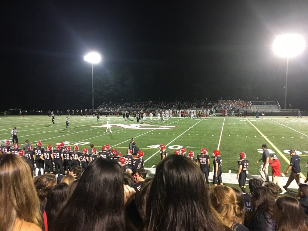 Friday night football under stadium lights